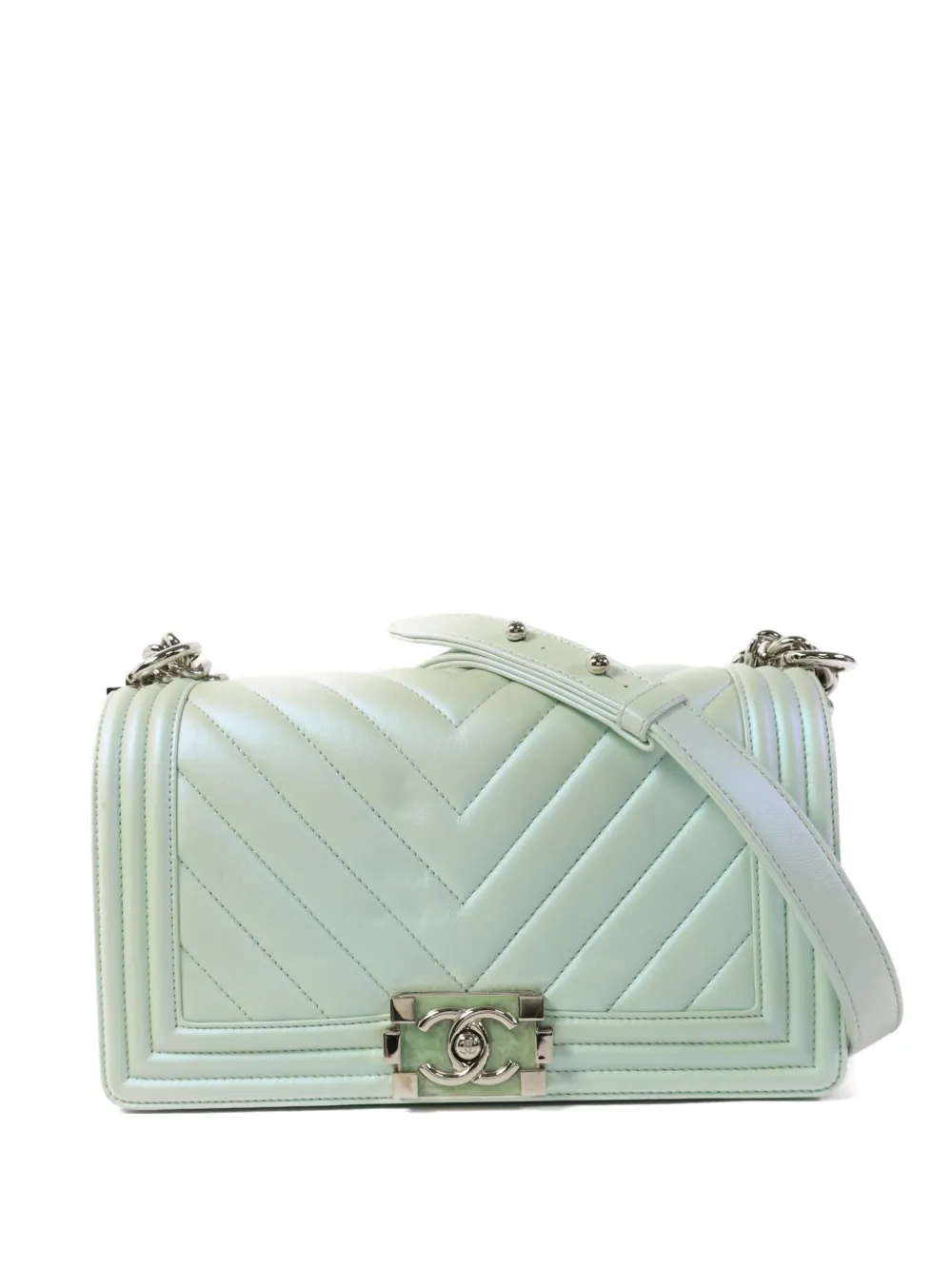 CHANEL Pre-Owned chevron-quilted shoulder bag - Verde