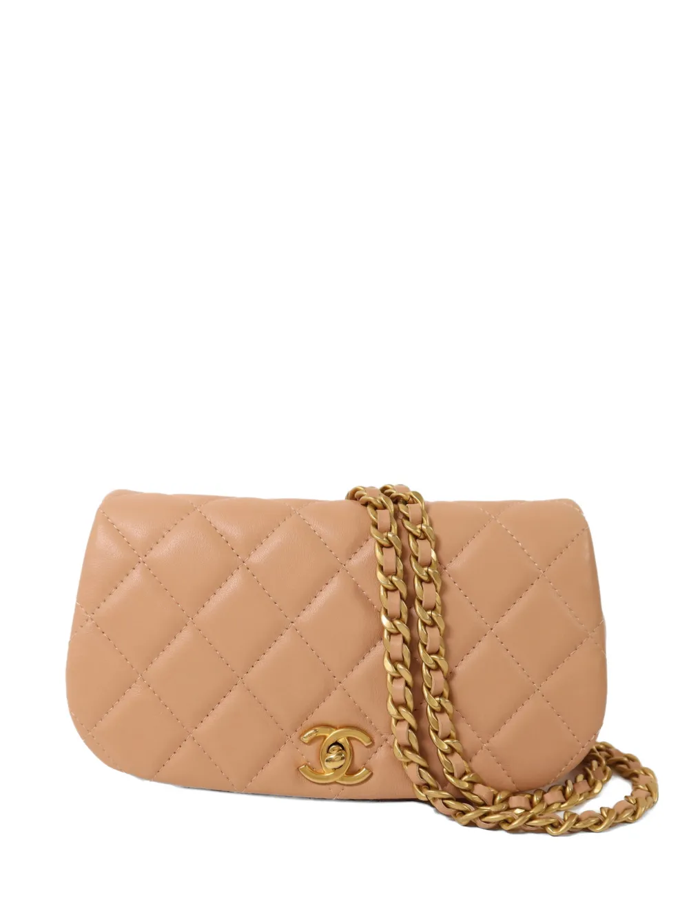 CHANEL Pre-Owned CC turn-lock quilted shoulder bag - Neutrals