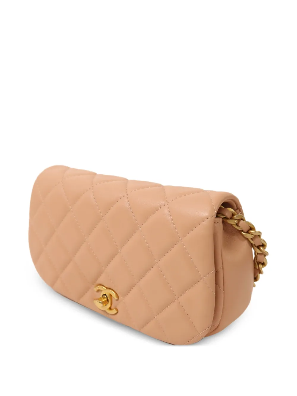 CHANEL Pre-Owned Gewatteerde schoudertas met CC draaislot Beige