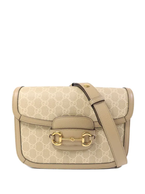 GUCCI ドローストリングバッグ ベージュ Gucci Pre-Owned Horsebit 1955 Shoulder Bag | Neutrals | FARFETCH