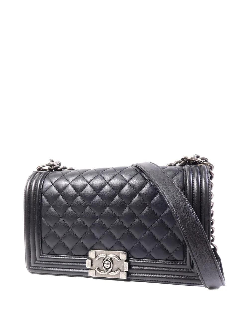 CHANEL Pre-Owned 25 Boy leren handtas met ketting Zwart