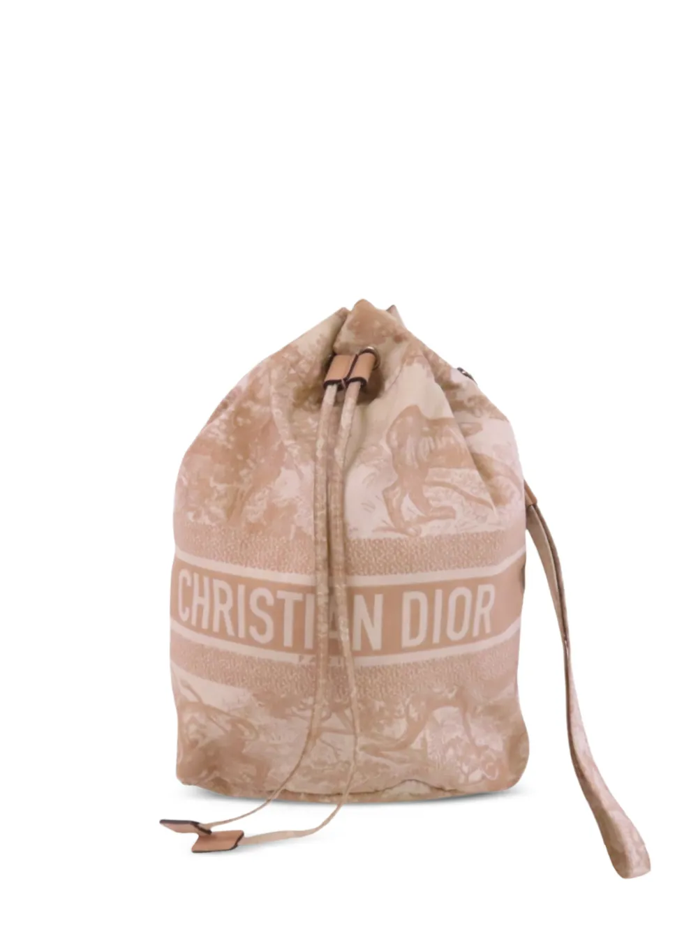 Christian Dior Pre-Owned Toile de Jouy drawstring pouch handbag - Neutrals