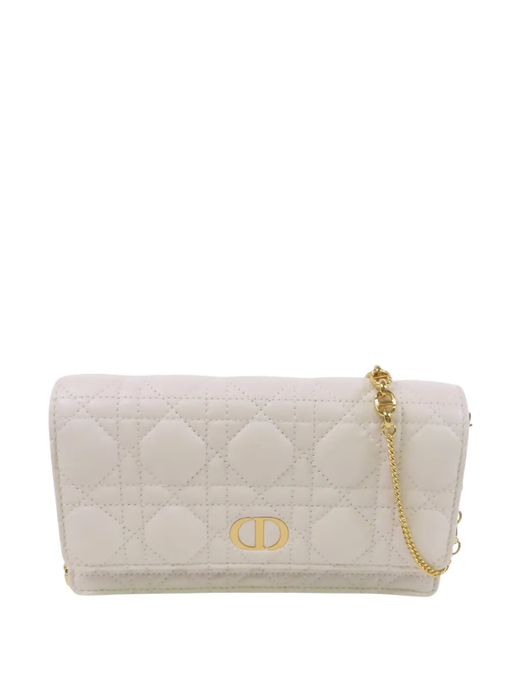 Pre-owned Dior Caro Quilted Shoulder Bag In Neutral