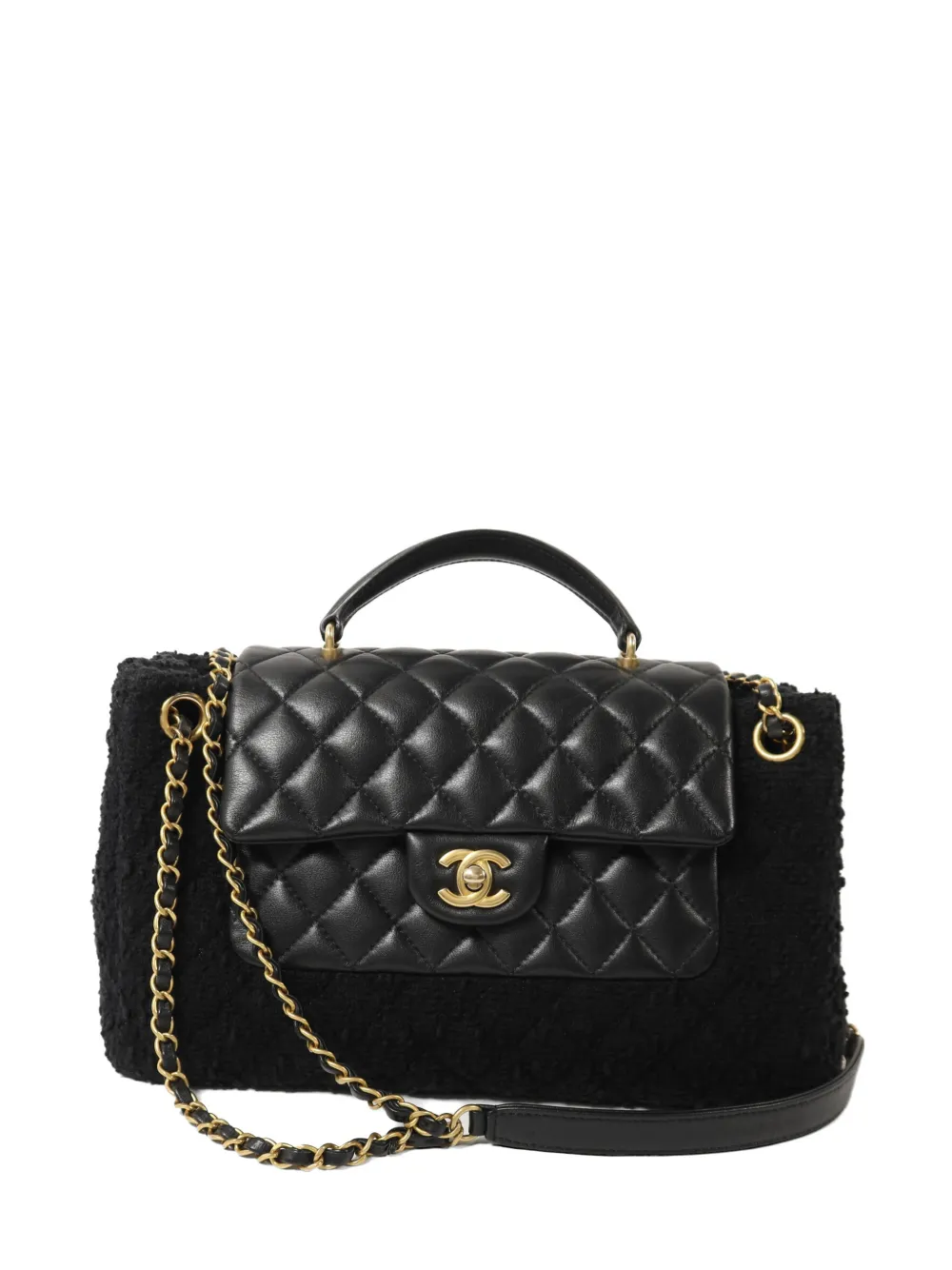 CHANEL Pre-Owned CC Tweed Chain turn-lock shoulder bag - Black