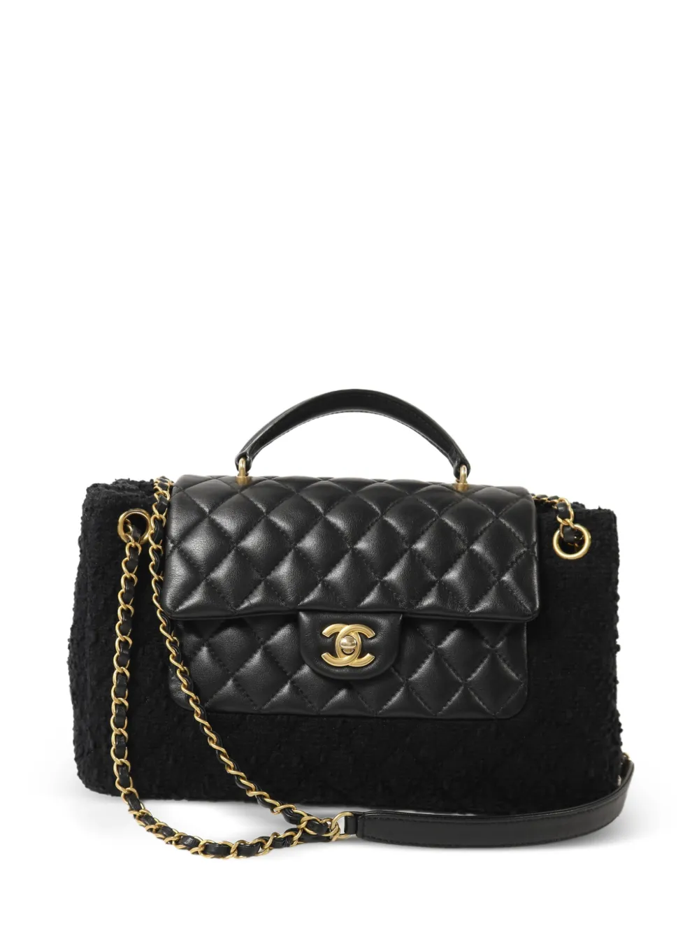 CHANEL Pre-Owned CC Tweed Chain turn-lock shoulder bag - Nero