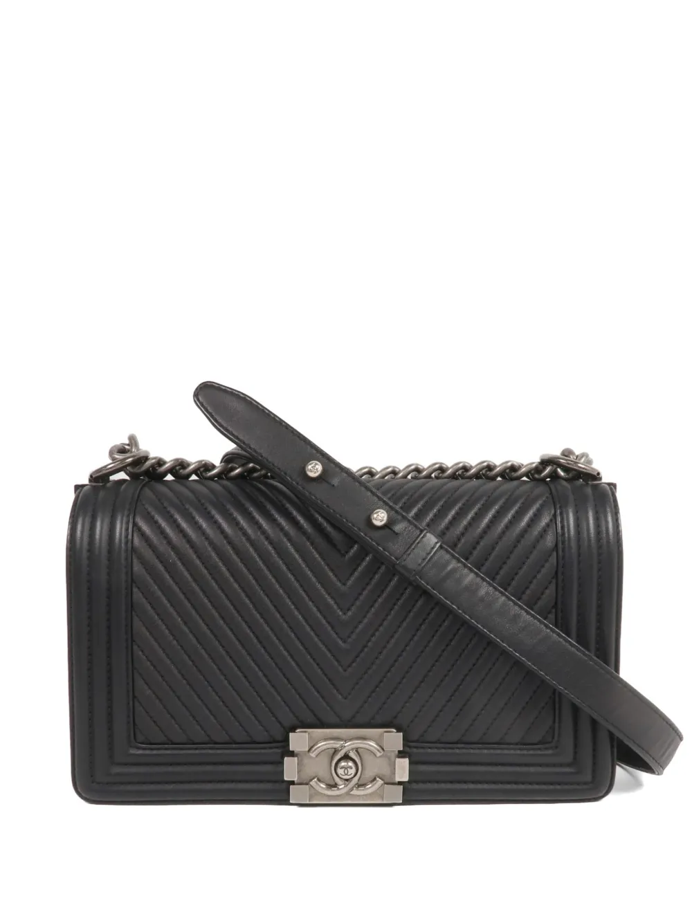 CHANEL Pre-Owned Boy 25 chevron-quilted shoulder bag - Nero