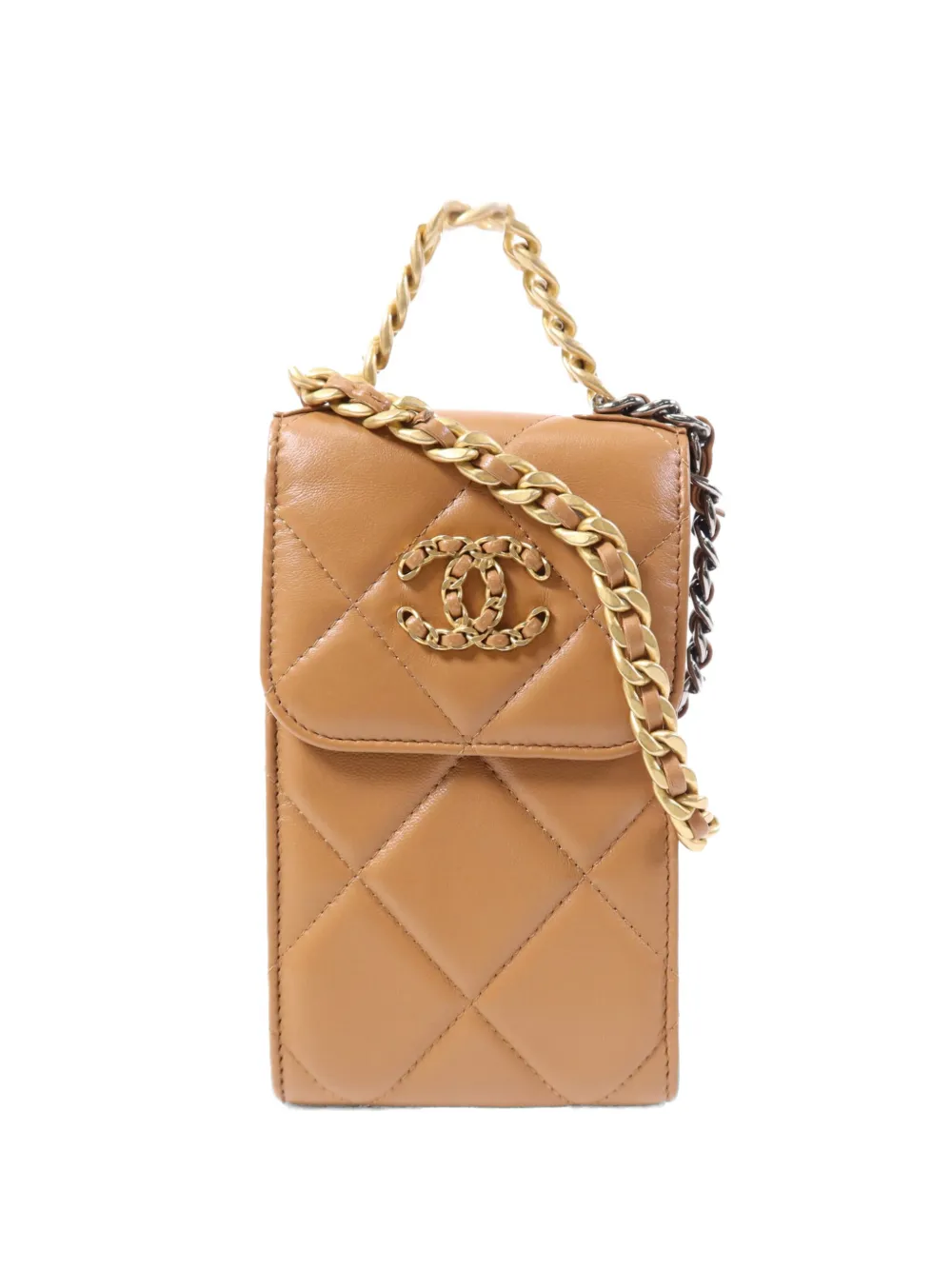 CHANEL Pre-Owned 19 Chanel quilted phone bag - Toni neutri