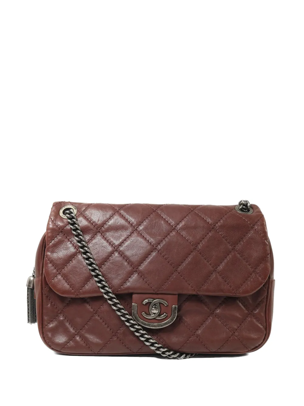 CHANEL Pre-Owned CC chain-strap turn-lock quilted calfskin shoulder bag - Marrone