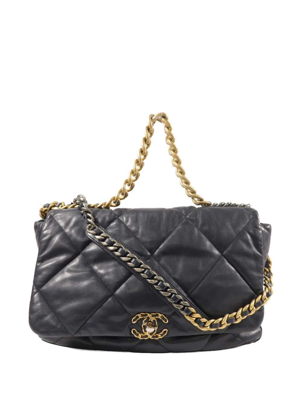 CHANEL Pre-Owned C19 diamond-quilted shoulder bag - Blue