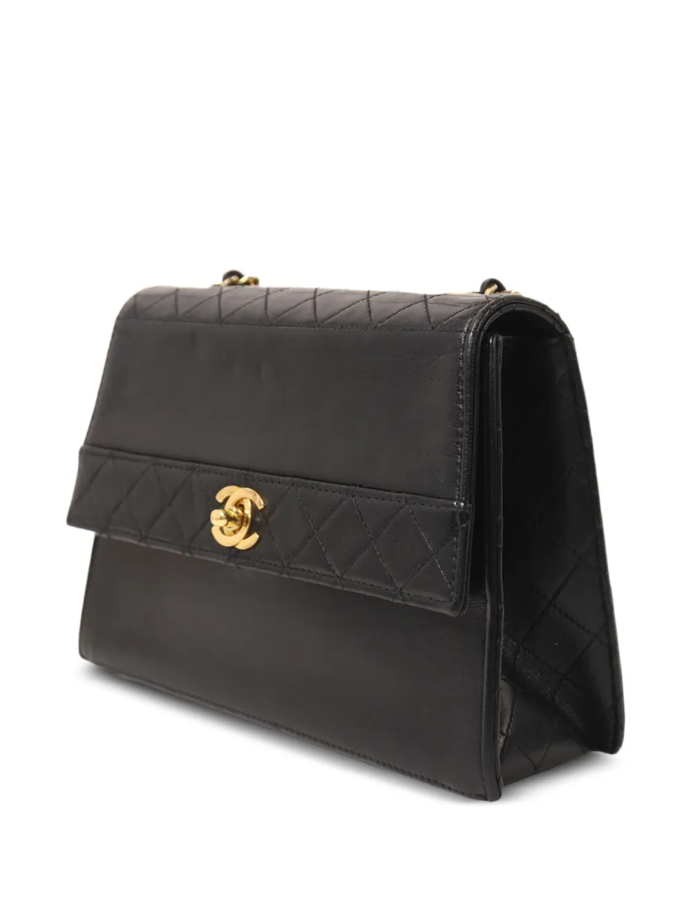 CHANEL Pre-Owned Trapezoid CC schoudertas met draaislot en ketting Zwart