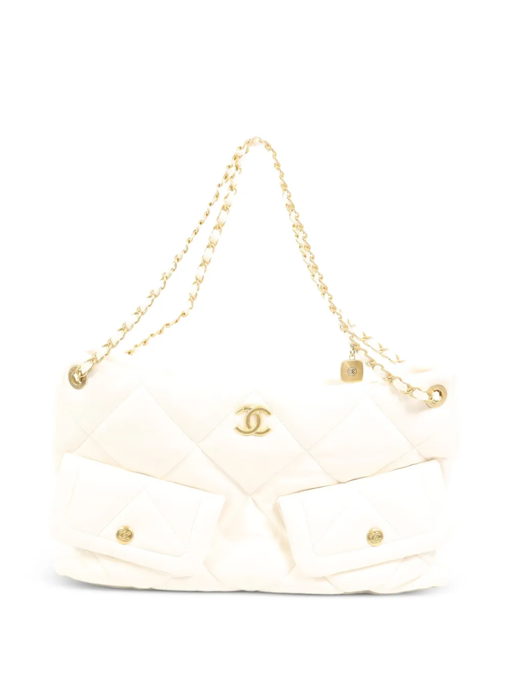 CHANEL Pre-Owned diamond-quiting interlocking-CC shoulder bag - Toni neutri