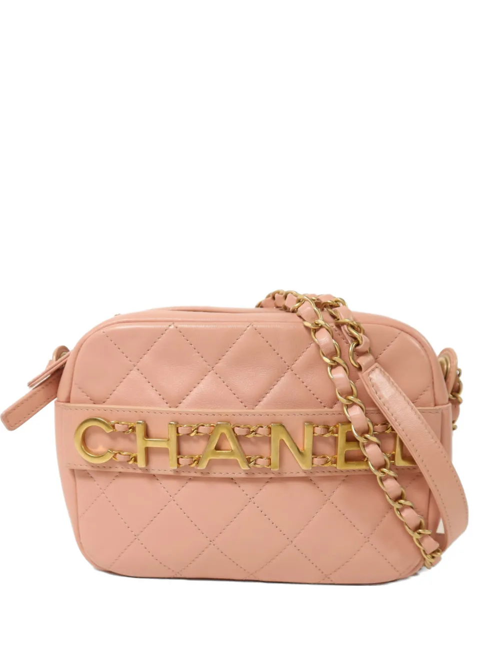 CHANEL Pre-Owned Camera diamond-quilting logo shoulder bag - Pink