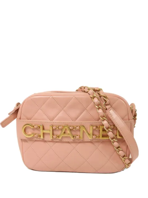 CHANEL Pre-Owned Camera schoudertas met diamantvormige voering en logo