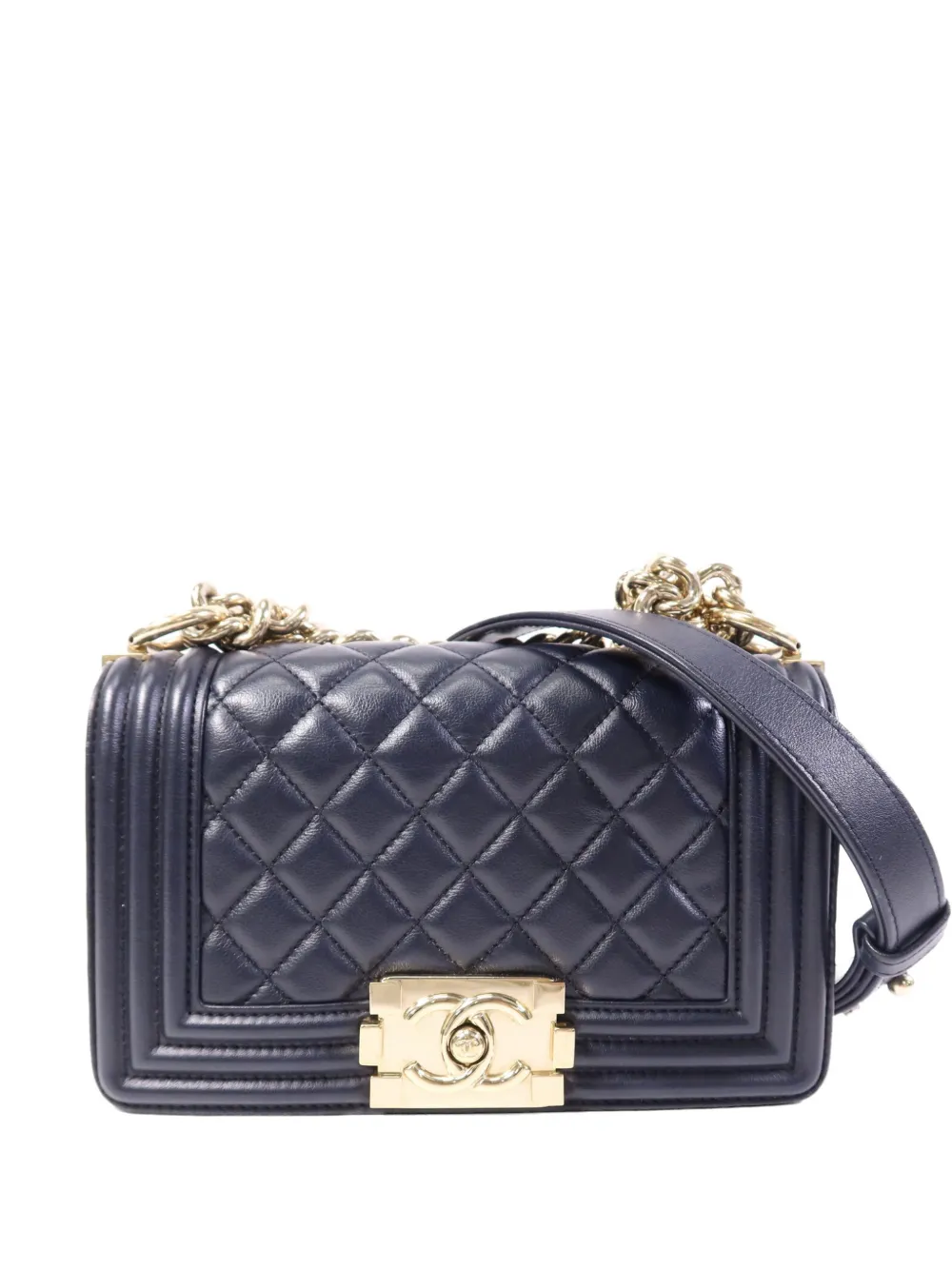 CHANEL Pre-Owned 20 Boy chain-strap lambskin shoulder bag - Blu