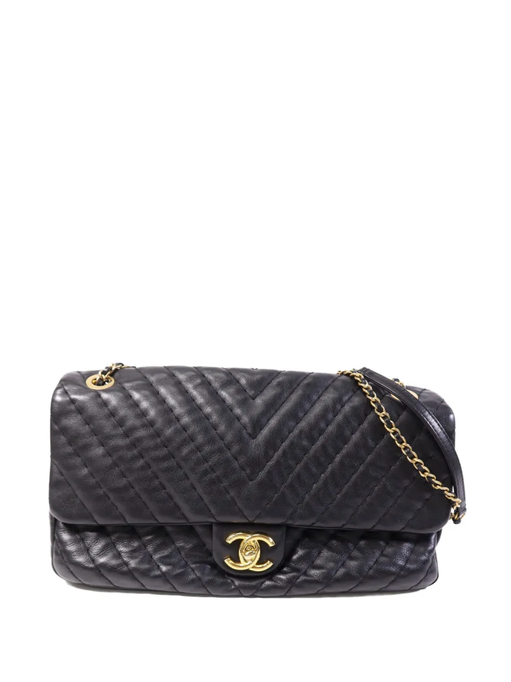 CHANEL Pre-Owned CC turn-lock chevron shoulder bag - Nero