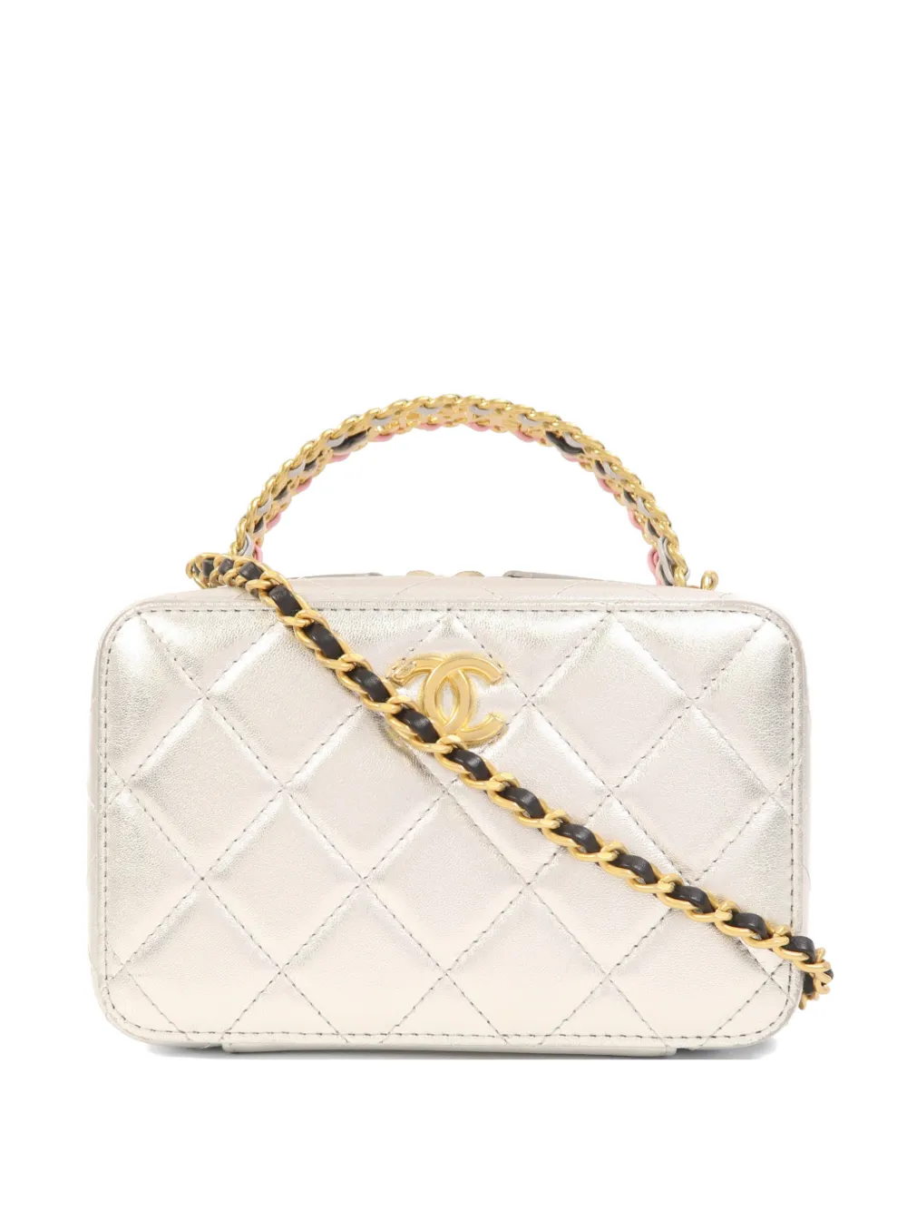 CHANEL Pre-Owned CC diamond-quilted vanity bag - Argento