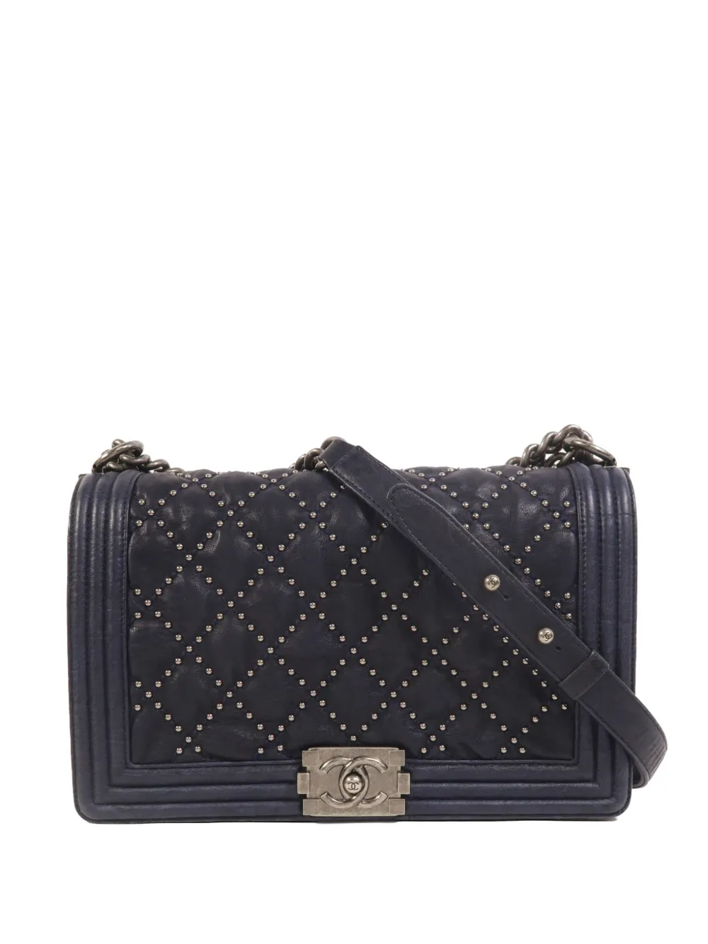 CHANEL Pre-Owned Boy CC studded shoulder bag - Blu