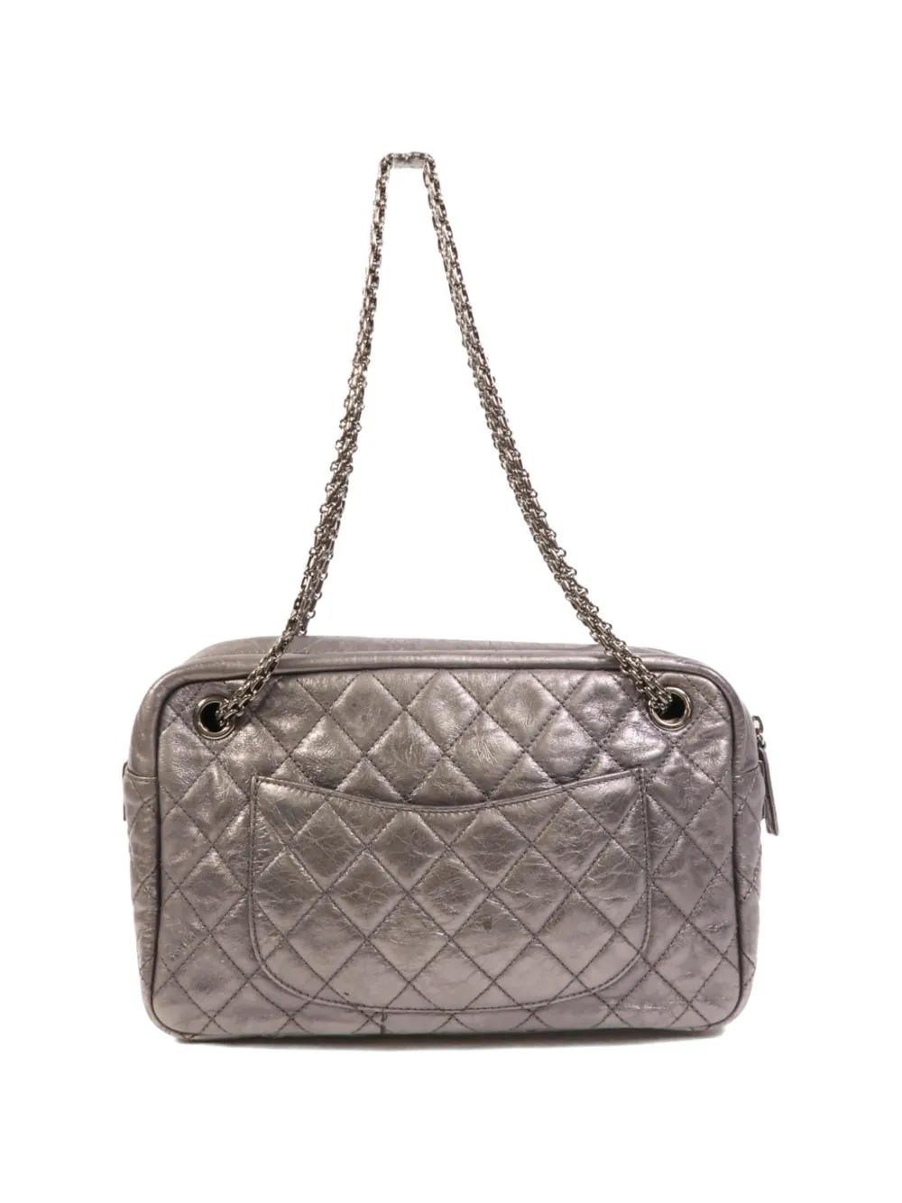 CHANEL Pre-Owned 2.55 diamantvormig gewatteerde schoudertas Grijs