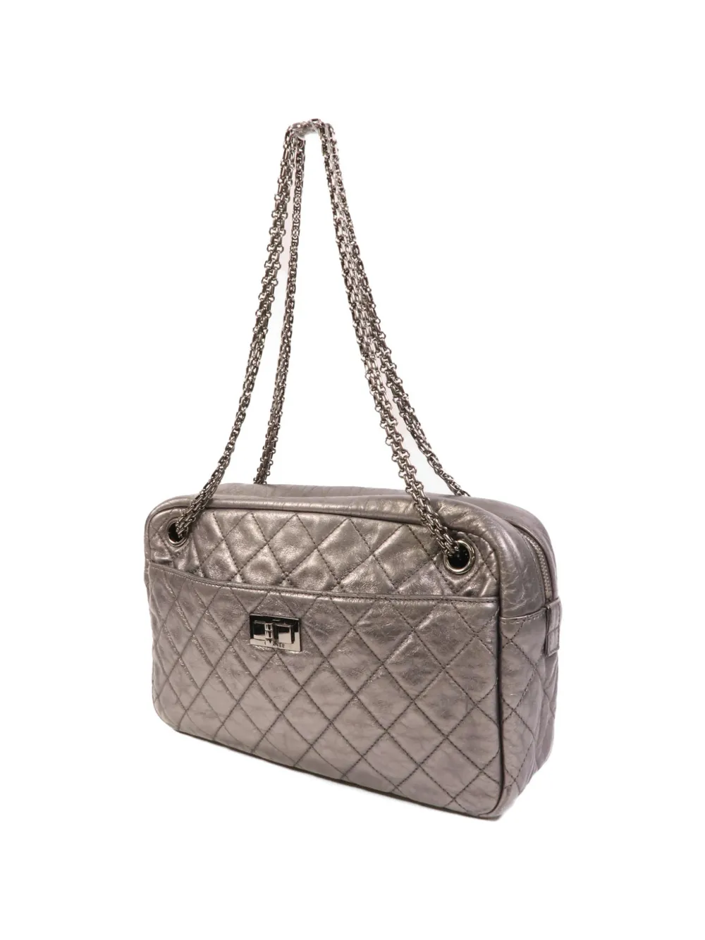 CHANEL Pre-Owned 2.55 diamantvormig gewatteerde schoudertas Grijs