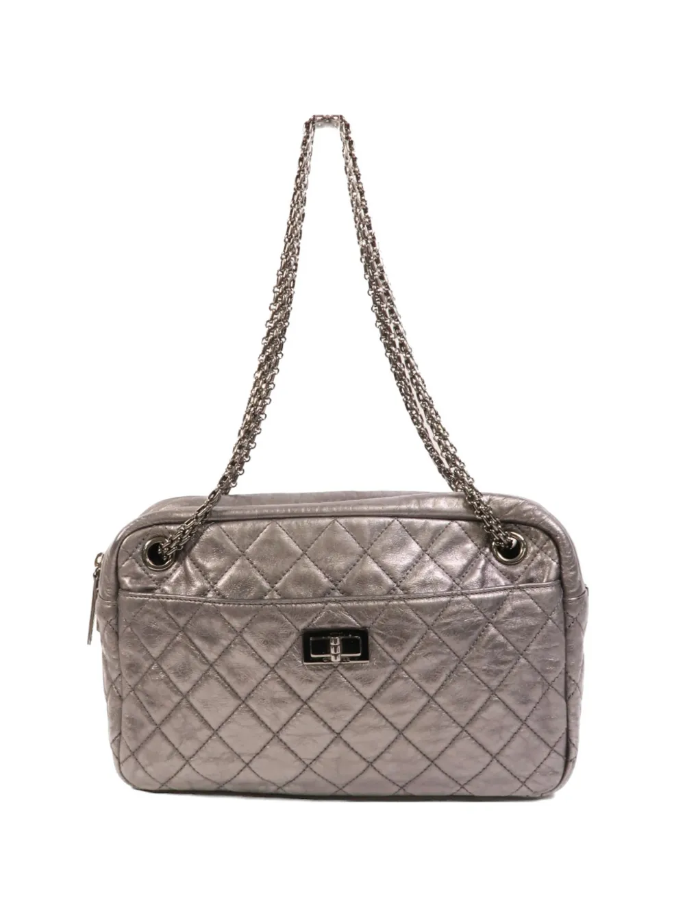 CHANEL Pre-Owned 2.55 diamond-quilted shoulder bag - Grey