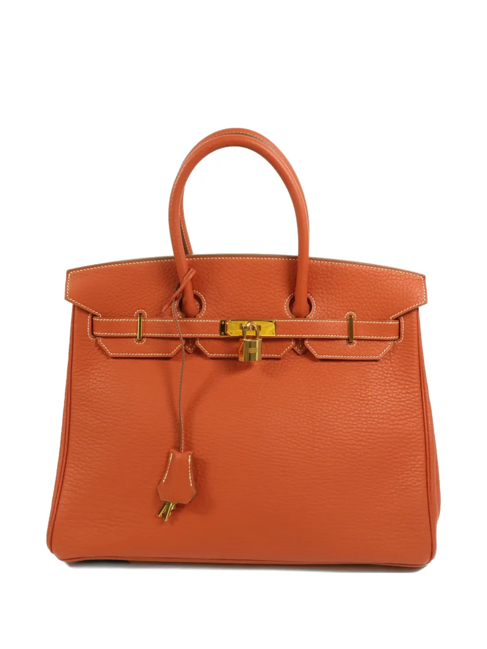 Hermès Pre-Owned 35 Birkin Fjord-leather tote bag - Arancione