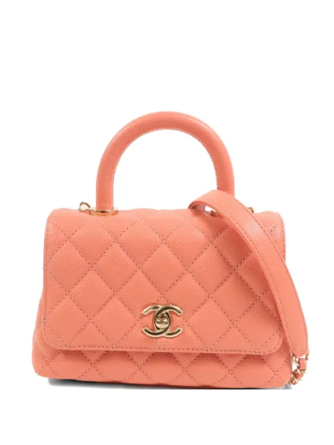 CHANEL Pre-Owned mini Coco Handle two-way chain-trap calfskin tote bag