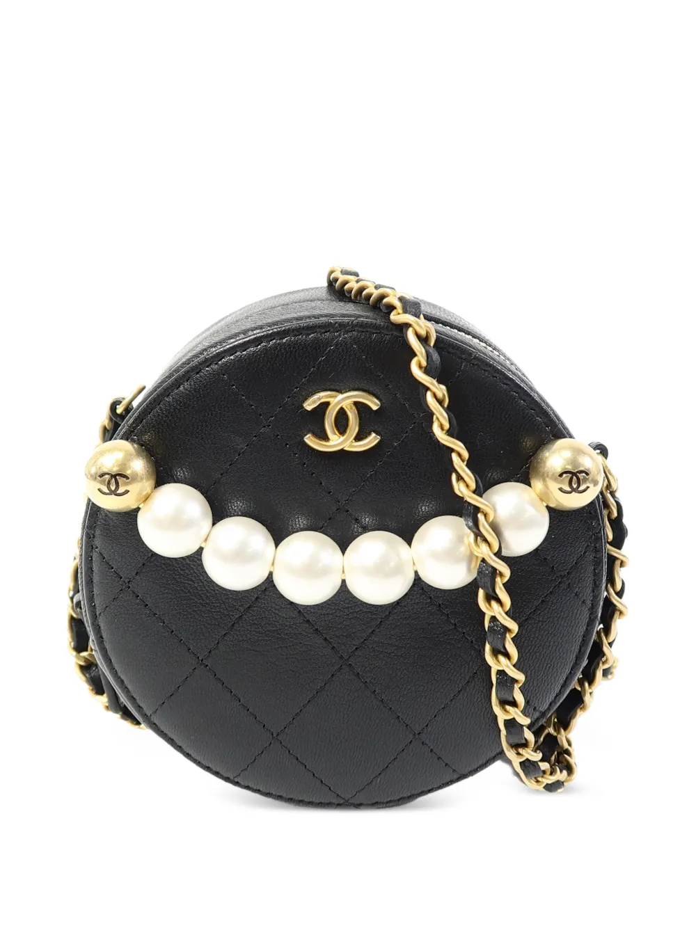 CHANEL Pre-Owned CC faux-pearl crossbody bag - Black