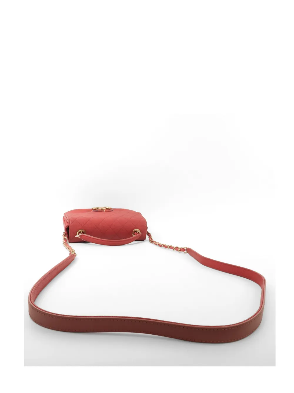 Pre-owned Chanel Coco Cube Leather Shoulder Bag In Red