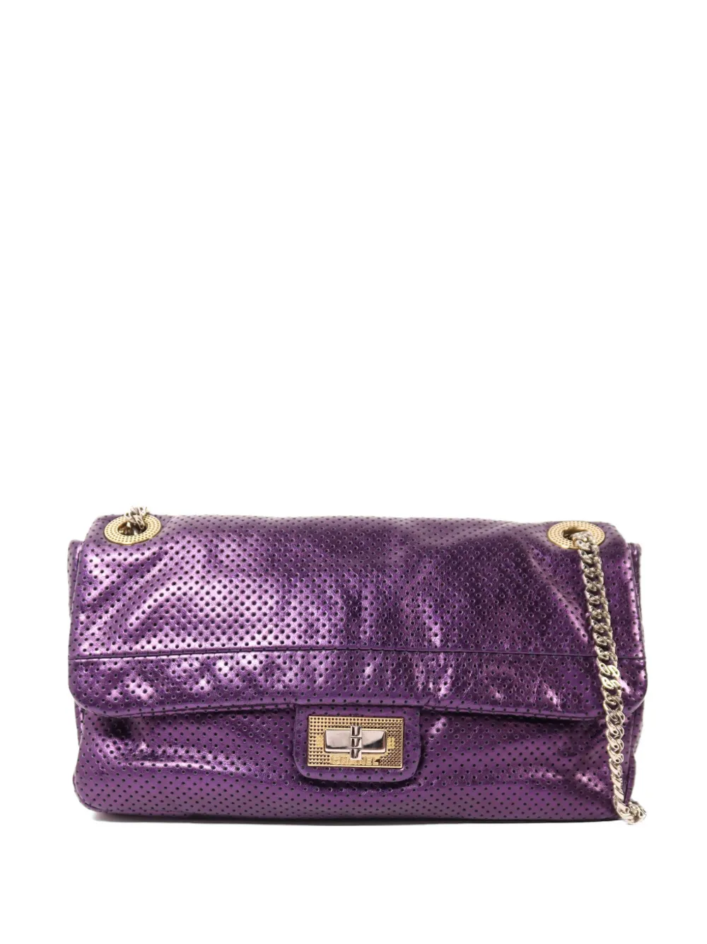CHANEL Pre-Owned perforated chain shoulder bag - Viola