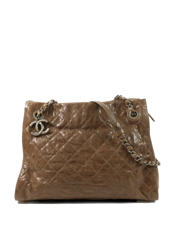 CHANEL ハンドバッグ グレージュ レザー ココマーク CHANEL Pre-Owned ココマーク レザーショルダーバッグ | ブラウン