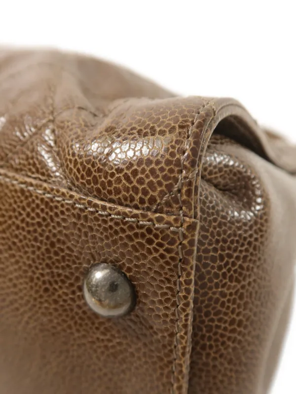 CHANEL ハンドバッグ グレージュ レザー ココマーク CHANEL Pre-Owned ココマーク レザーショルダーバッグ | ブラウン