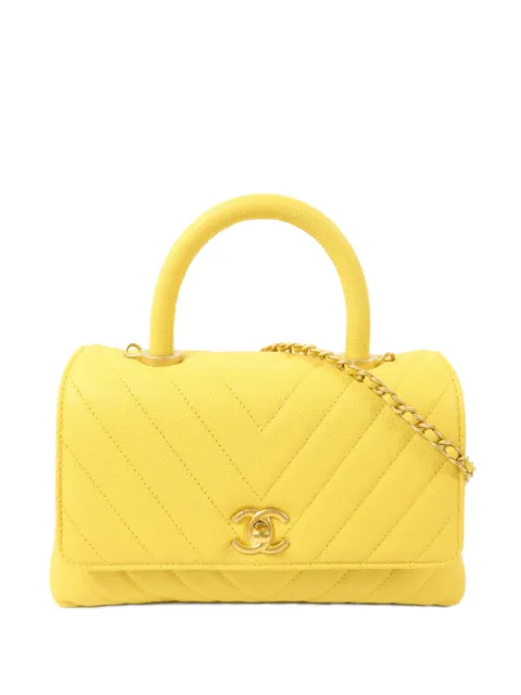 CHANEL Pre-Owned Coco Handle chevron-quilted tote bag