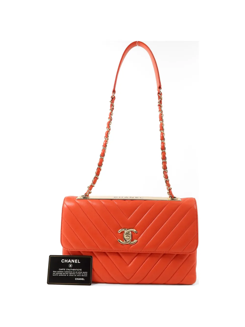 CHANEL Pre-Owned CC Chevron cross body bag - Orange