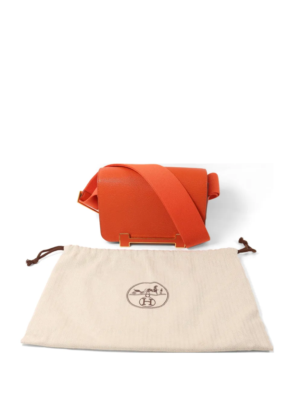 Pre-owned Hermes Geta Shoulder Bag In Orange