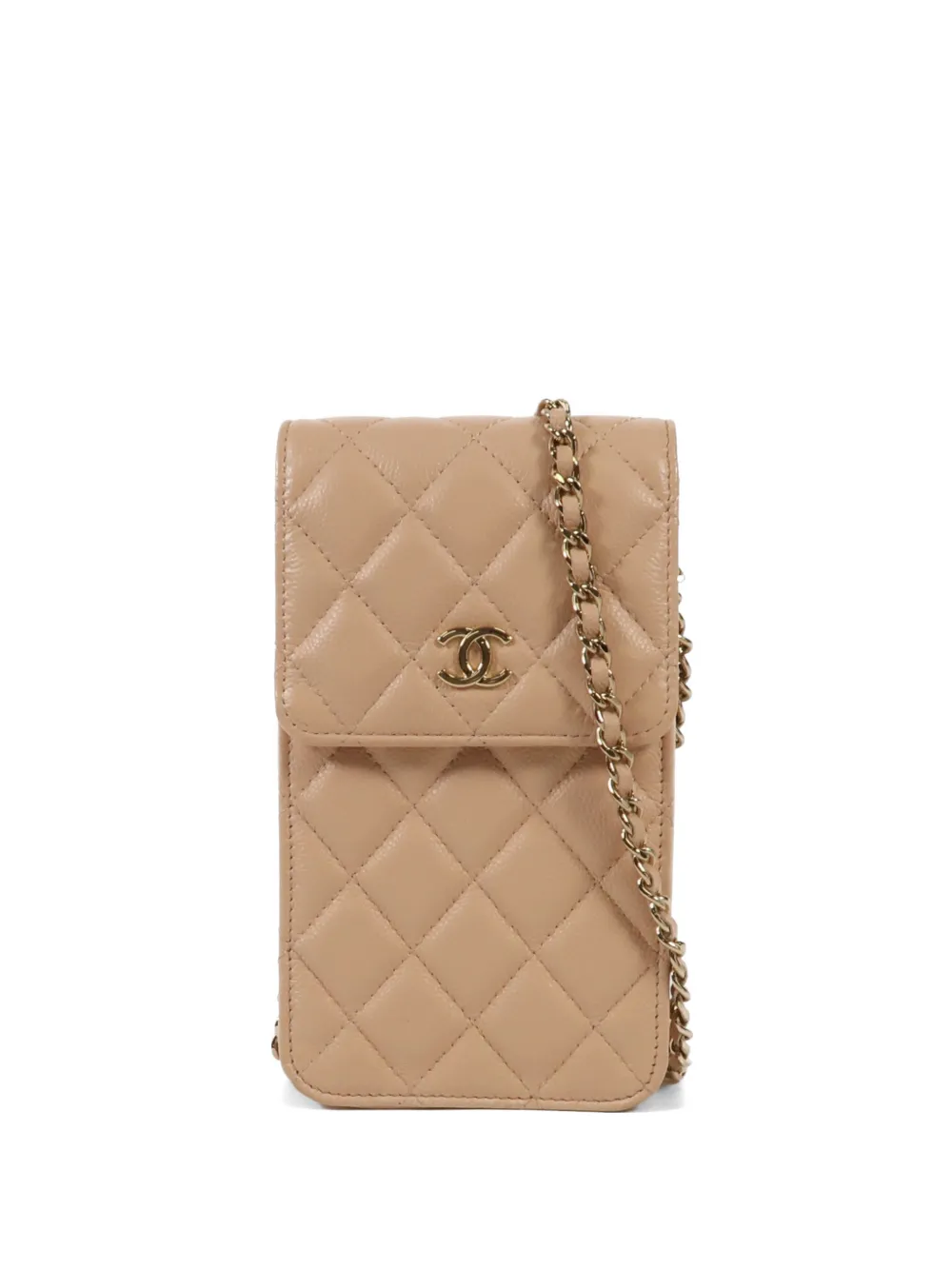 CHANEL Pre-Owned CC diamond-quilted phone case - Neutrals