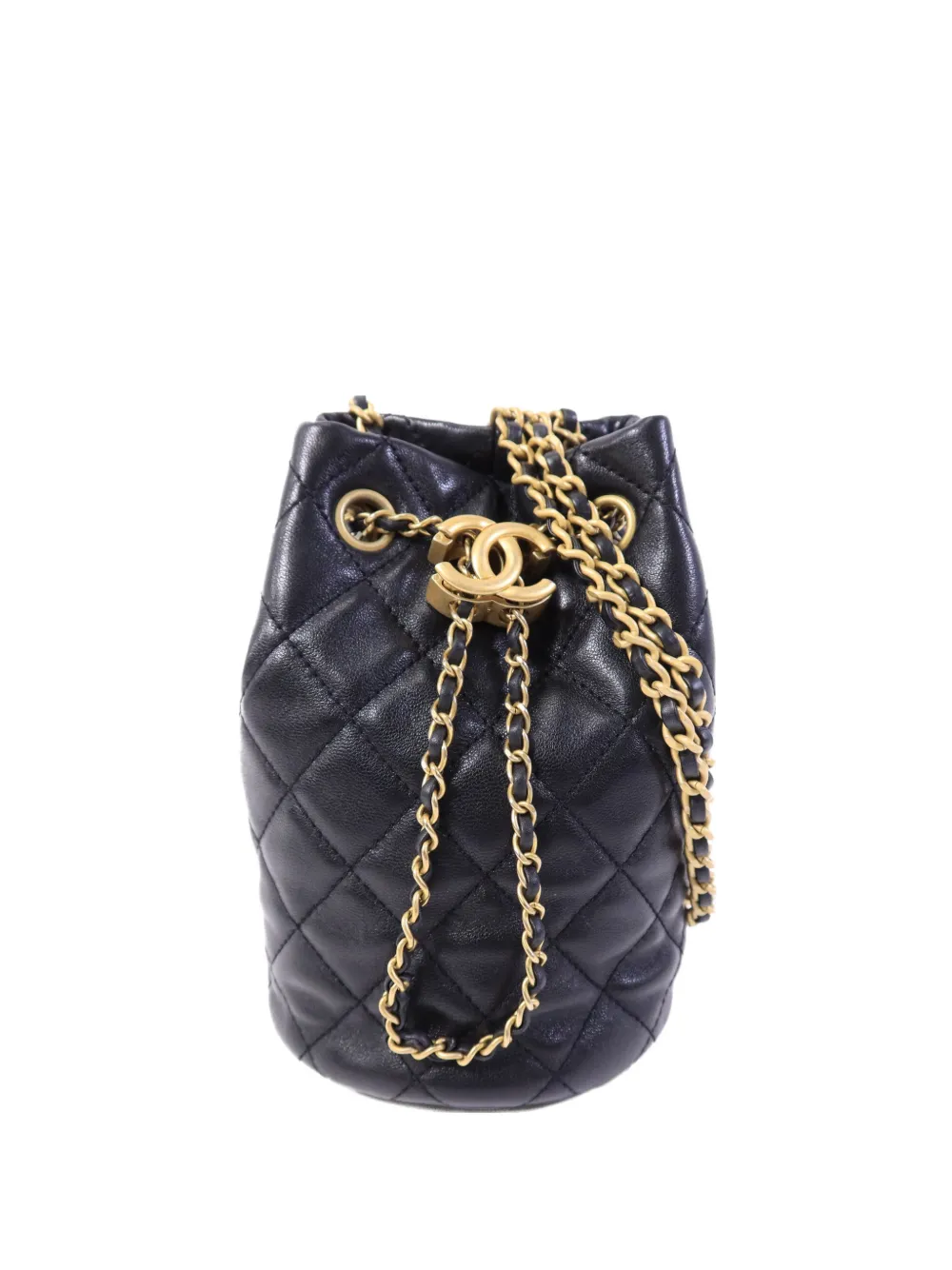 CHANEL Pre-Owned Pearl Crush diamond-quilting bucket bag - Nero
