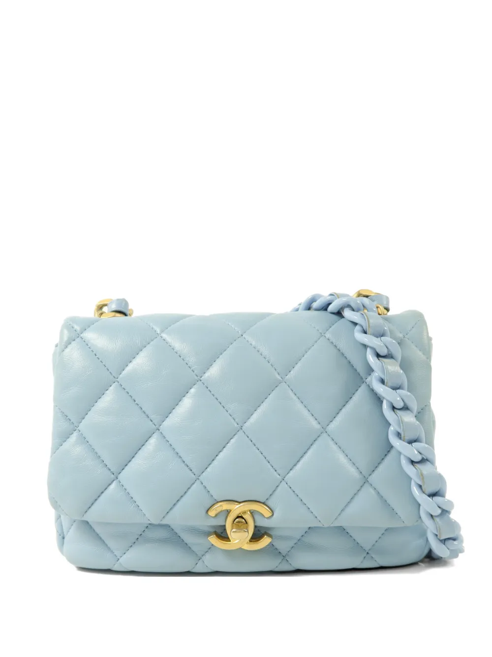CHANEL Pre-Owned CC turn-lock flap leather shoulder bag - Blau