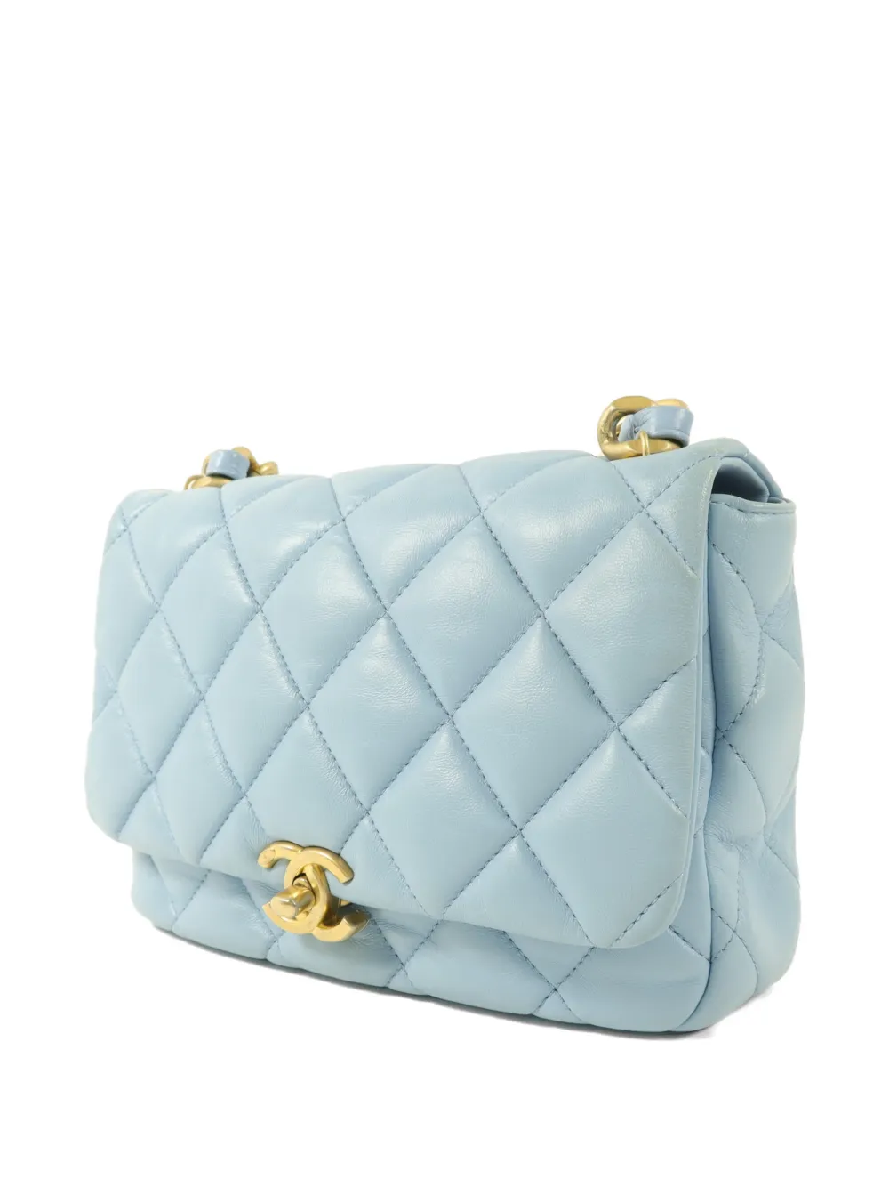 CHANEL Pre-Owned Leren schoudertas met CC-draaislot en omslag Blauw