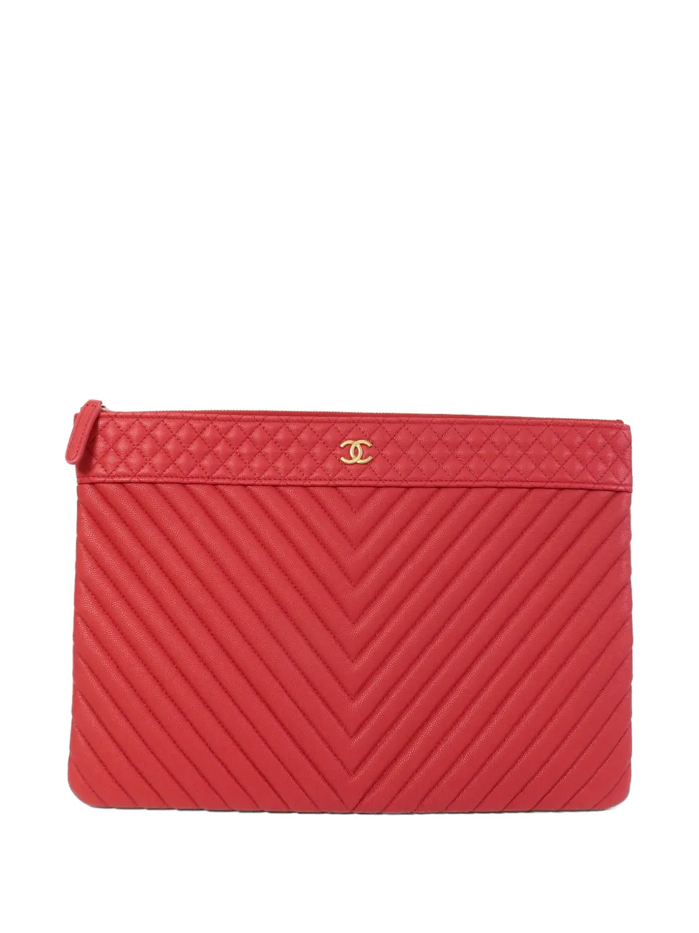 CHANEL Pre-Owned large O Case quilted clutch bag - Rosso