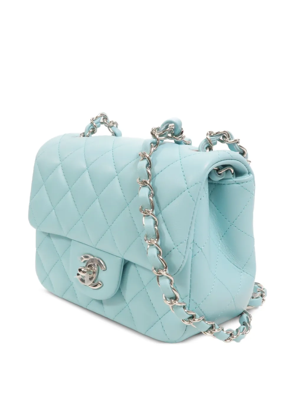 CHANEL Pre-Owned 17 Classic Flap leren schoudertas met CC-draaislot Blauw