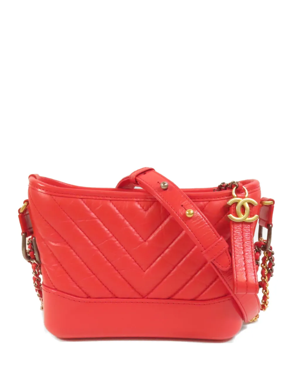 CHANEL Pre-Owned Gabrielle chevron-quilted calfskin shoulder bag - Rosso