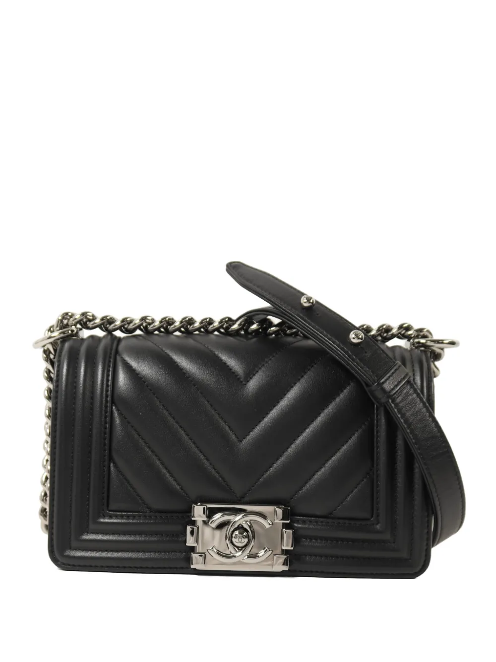 CHANEL Pre-Owned Boy chevron-quilted crossbody bag - Black