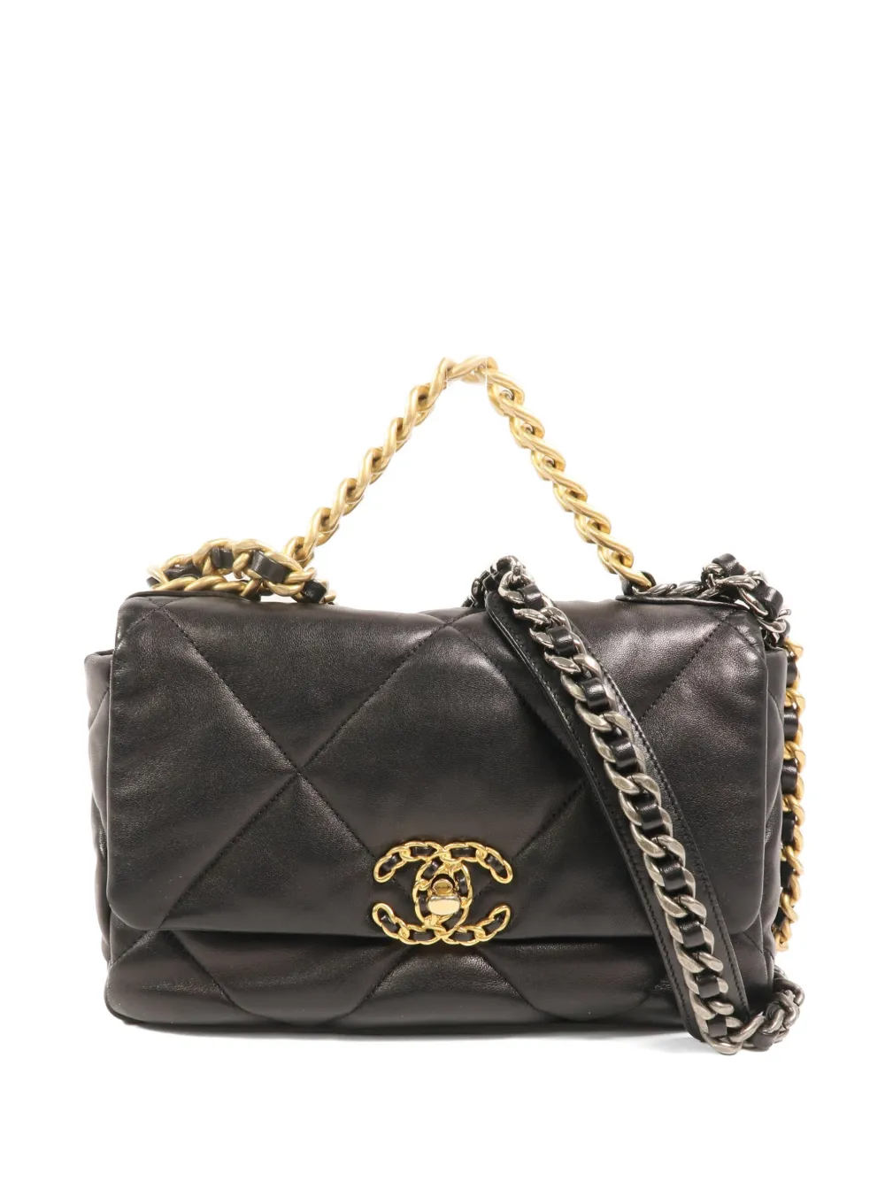 CHANEL Pre-Owned small C19 two-way quilted lambskin shoulder bag - Nero