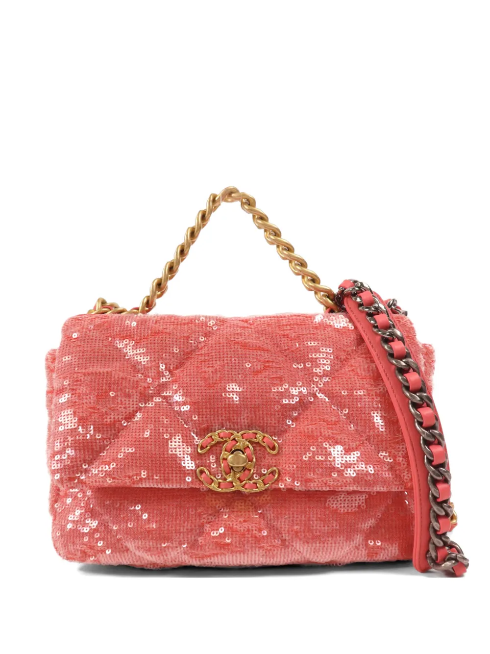 CHANEL Pre-Owned 19 sequin flap tote bag - Pink