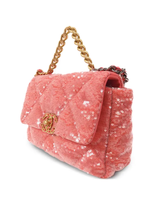 m　CHANEL CHANEL Pre-Owned 19 Sequin Flap Tote Bag | Pink | FARFETCH