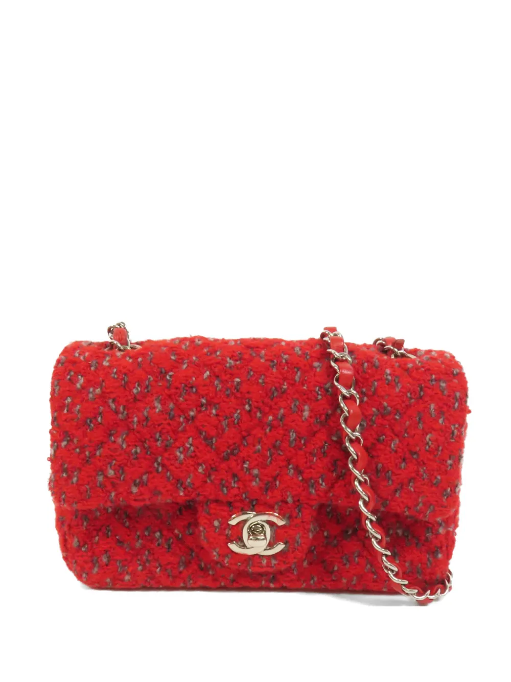 CHANEL Pre-Owned 20 Mini Flap tweed shoulder bag - Rosso