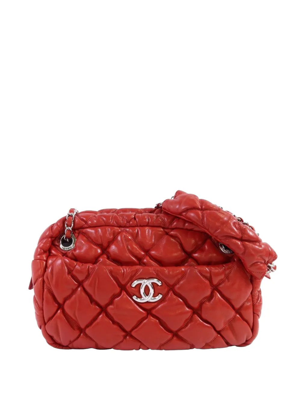 CHANEL Pre-Owned CC diamond-quilted shoulder bag - Rosso