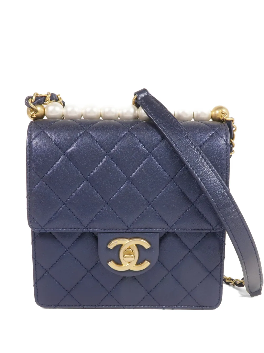 CHANEL Pre-Owned CC turn-lock leather shoulder bag - Blu
