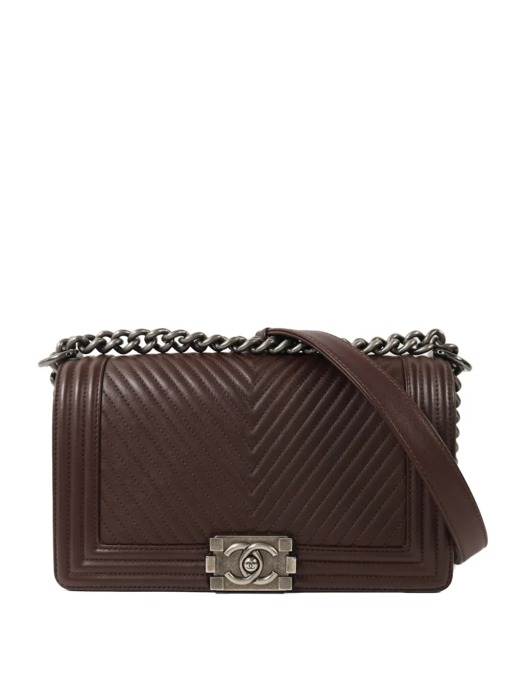CHANEL Pre-Owned Boy chevron-quilted shoulder bag - Brown