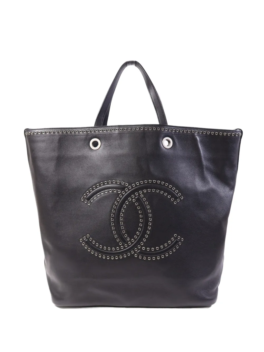 CHANEL Pre-Owned eyelet-embellished CC-logo tote bag - Black